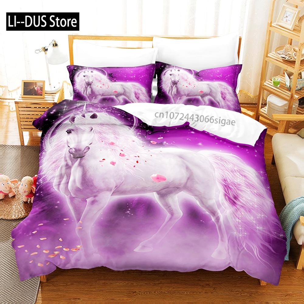 

Comforter Horse Bedding Set Single Twin Full Queen King Men/Women Size Bed Set Aldult Kid Bedroom s 3D Anime 045 Comforter (quilt)-EU Single(135*200cm)3pcs