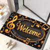 Golden Music Note Welcome Door Mat Non Slip Floor Rug Luxury Treble Clef Musical Symbol Print Entrance Carpet For Entryway