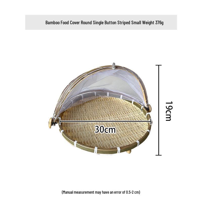 Bamboo Weaving Steamed Bun Drying Basket with Mosquito-Proof Cover