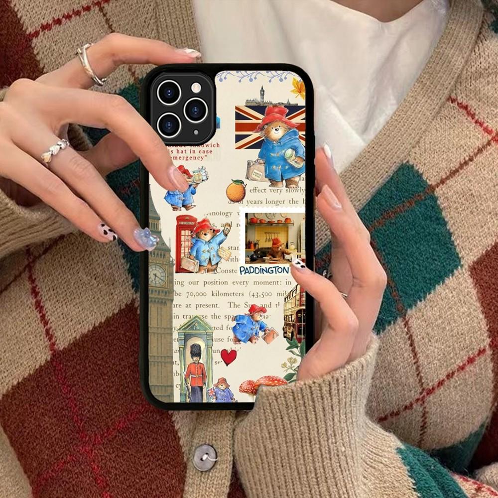 Cute P-Paddington Bear Phone Case Silicone PC+TPU For For IPhone 11 12 13 14 15 16 Plus Pro Max Cover