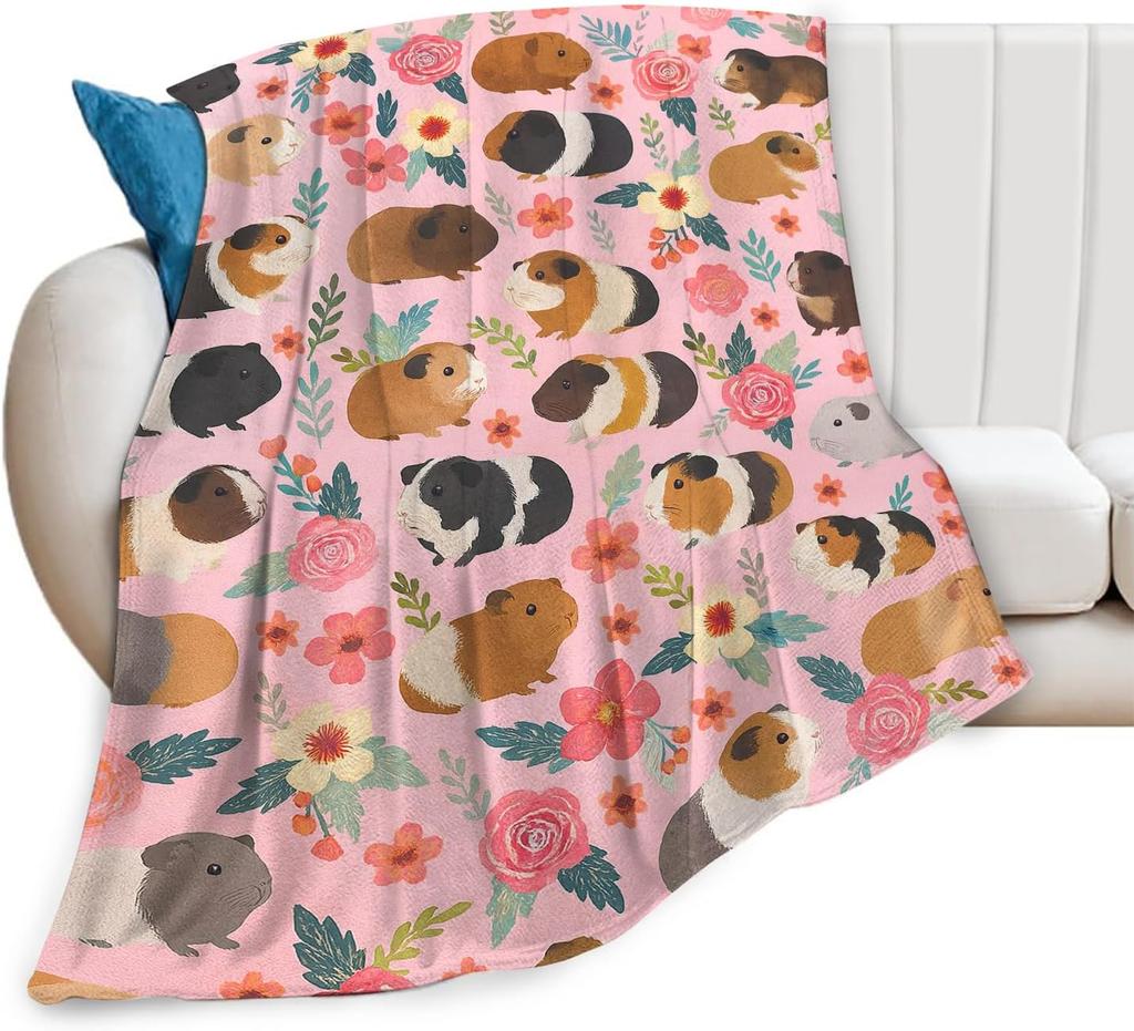 Guinea Pig Blanket Hamster Animal Throw Blankets Plush Cozy Flannel Ultra Soft Fuzzy Funny Party Blanket Gifts for Girls Women