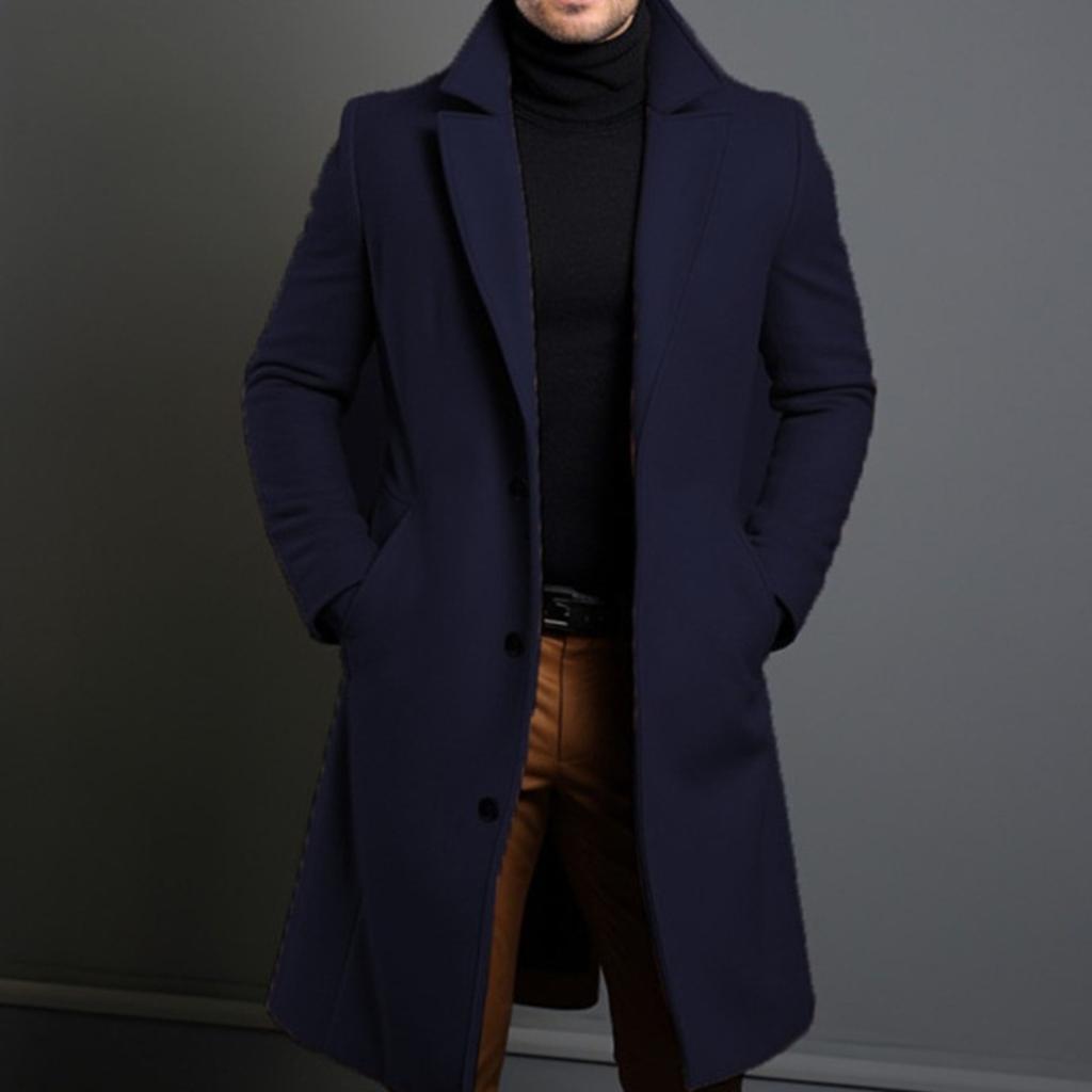 New Men's Solid Color Lapel Single-breasted Trench Coat, Casual European American Style Youth Windbreaker Outerwear, Multiple Colors In Stock