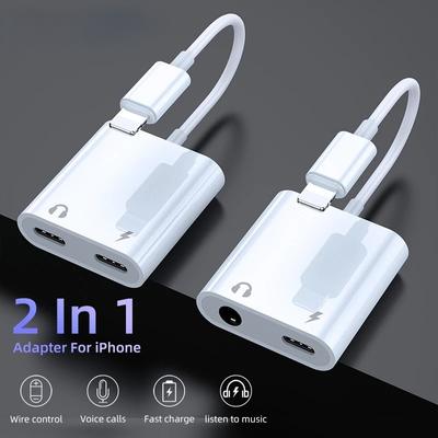 Dual Lighting Audio Adapter For IPhone XS MAX XR X 8 Plus 3.5mm Jack Earphone Charging Aux 2 In 1 Splitter For IOS 11 12