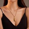 GEMCHIC Women's Vintage Stainless Steel Light Surface Hollow Drop Pendant Necklace Fashion 18k Gold Plated Chain