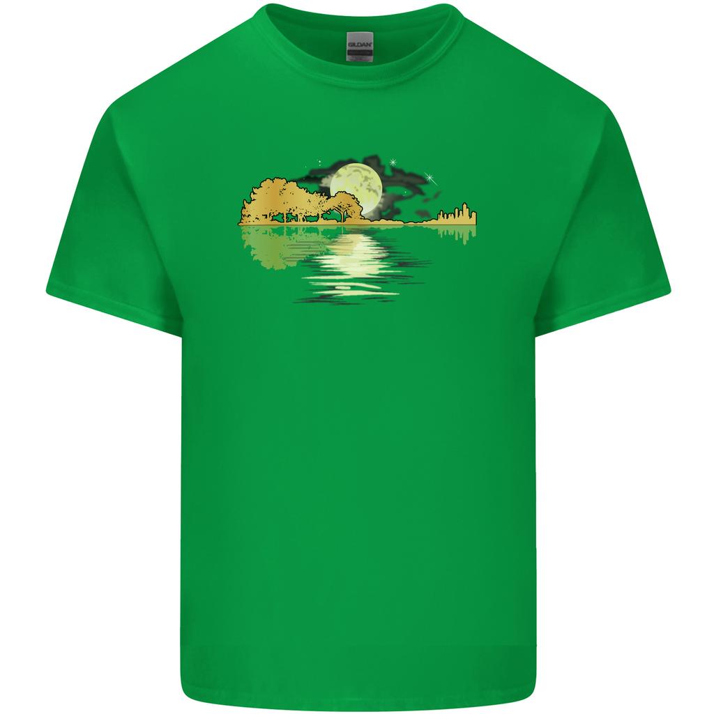 Guitar Reflection Guitarist Bass Acoustic Unisexs Light Cotton TShirt