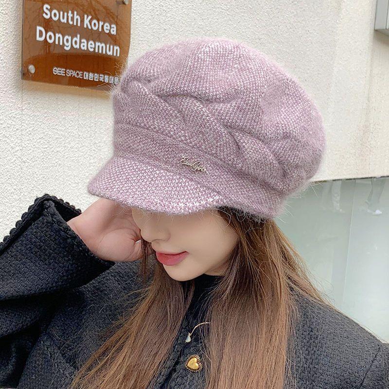 

Fashion New Cap Children s Winter Thickened Warm Ear Protection Rabbit Fur Hat Versatile Knitted Wool Hat light purple
