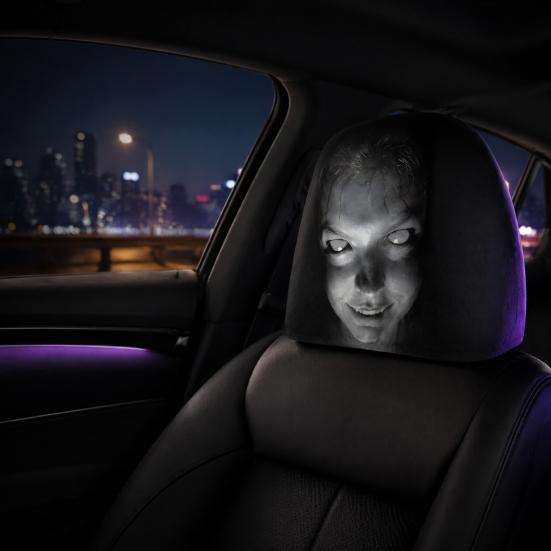 Breathable Car Seat Protector 2Pcs Universal Headrest Covers, Horror Pattern Protector, Durable Polyester Cover Stretchy Interior Accessories for All