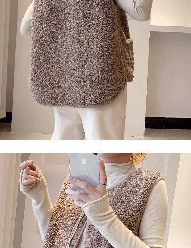 Women's 2024 Autumn/Winter Lambswool Plush Vest - Korean Style Versatile Outerwear Gilet.