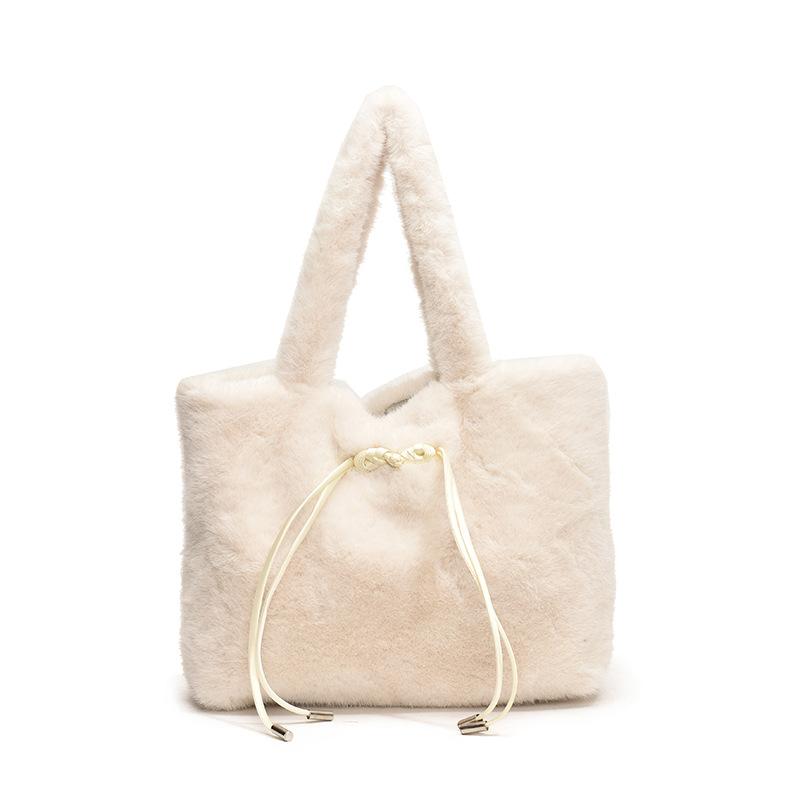 Autumn and Winter Plush Big Bag Women's Autumn and Winter New Fashionable Versatile Handbag Casual Cute Fluffy Tote Bag