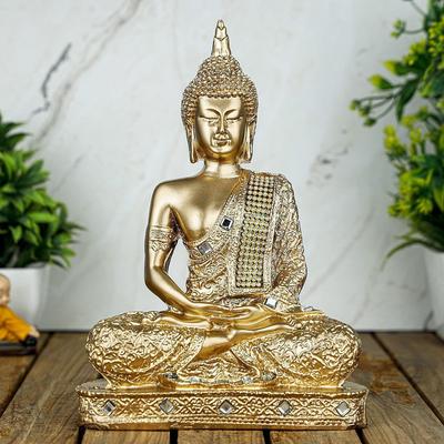 New 25 Centimetre Meditating Sitting Buddha Statue Showpiece Idol Home Decor Items for Living Room and Gifts