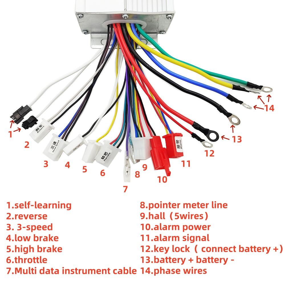 500W Electric Bicycle Motor Controller BLDC Brushless Square Wave 36V 48V 60V for E-Bike Scooter Trike