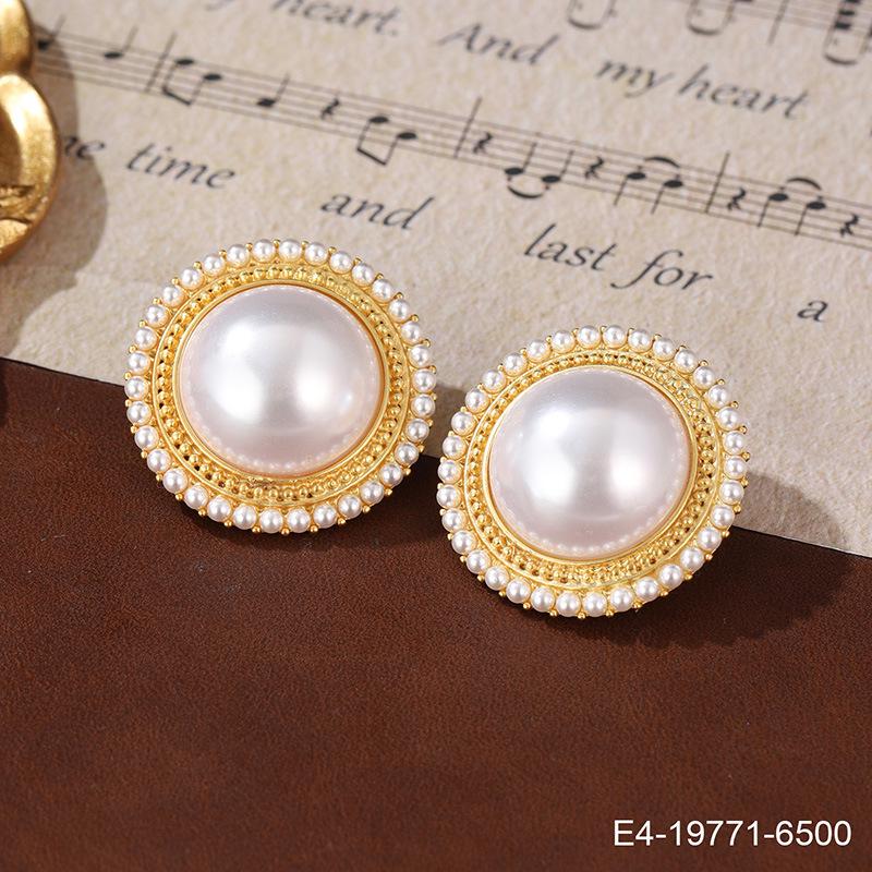 

Винтажные французские серьги-пусеты с жемчужными цветами высокого класса - Весенняя коллекция 925 серебро 18K Gold