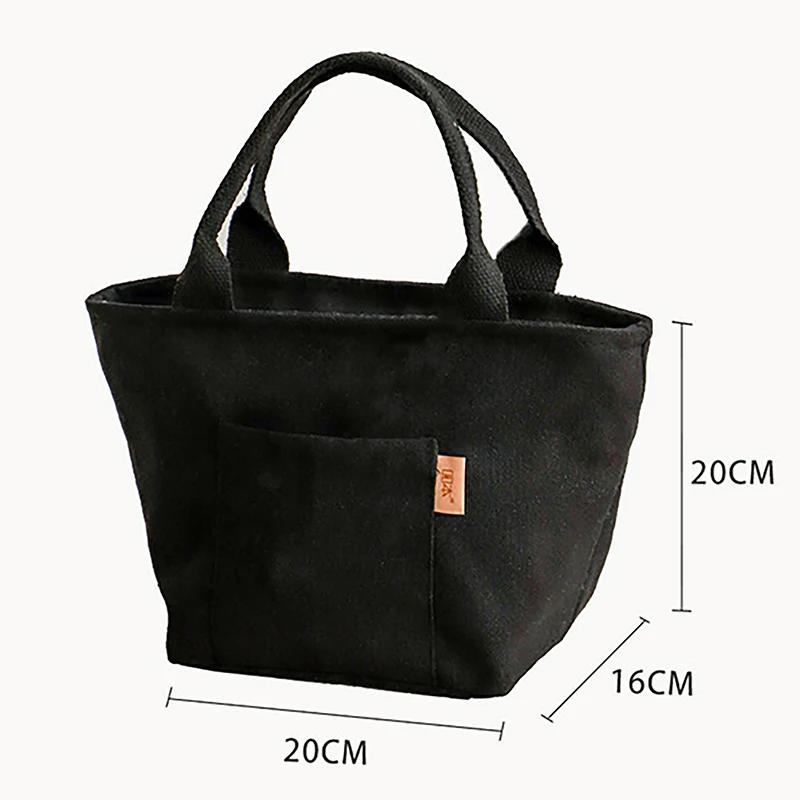 Versatile Canvas Insulated Lunch Bag with Zipper - Portable Storage Tote for Travel & Picnics, Easy-Clean Square Organizer Bag