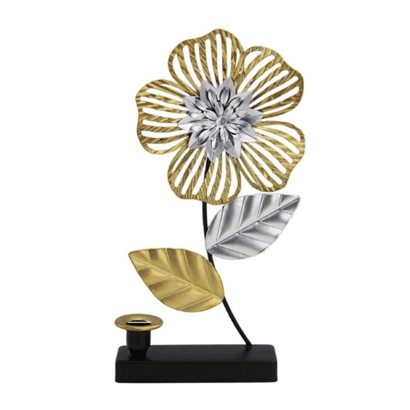 Modern Iron Flower Carving Taper Candle Holders Elegant Metal Candlestick Stand for Table Centerpieces Decoration Gift