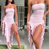 Spring Fashion Trend Women's New Off Shoulder Bra Wrap Hip Fit Irregular Dress