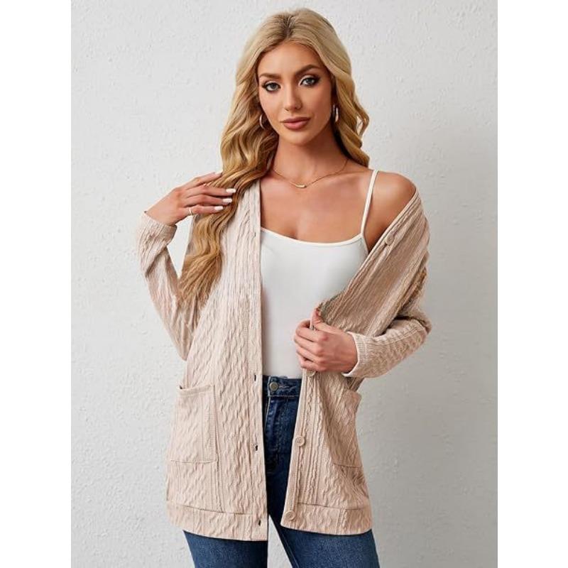 YYFS Women's Fashion Casual Fall Winter Solid Color Print Long Sleeve Sweaters