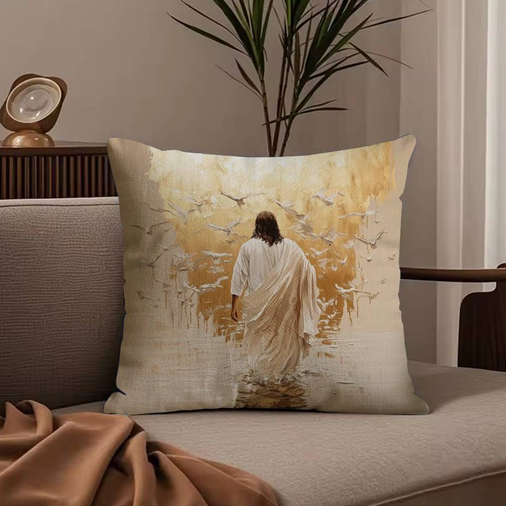 Anime J-Jesus Pillow Case Anti-dustmite Pillowcase Invisible zipper silky short plush Sofa cushion cover
