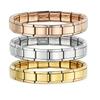 Gold Color Square Tightness Elastic Stainless Steel Bracelet Bangle for Women New Vintage Waterproof Jewelry Gifts Accessories