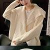 Lapel sweater jacket women's autumn and winter new design soft waxy thickened loose lazy wind twist knitted cardigan