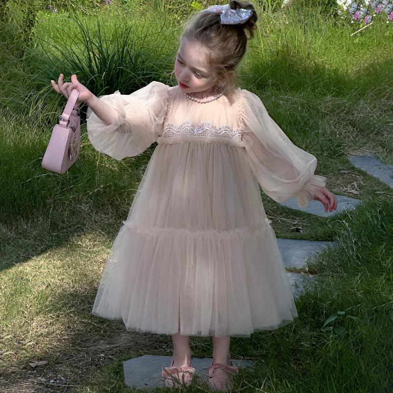 Frühlingsspitze Spleiß Puffiger Tüll Prinzessinnenkleid für Babymädchen