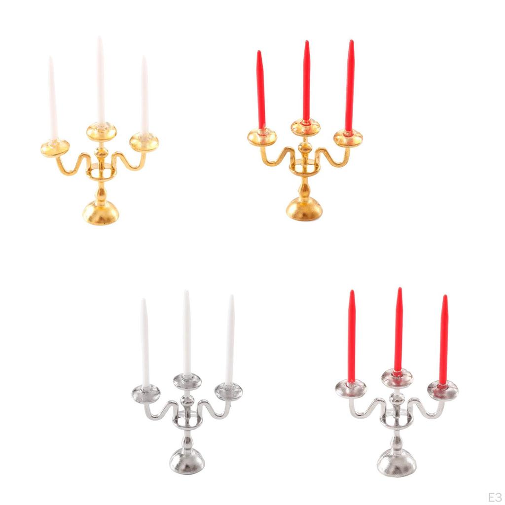 1/12 Dollhouse Candle Holder Doll House Candlestick Ornament Cute Miniature Model for Cabinet Table