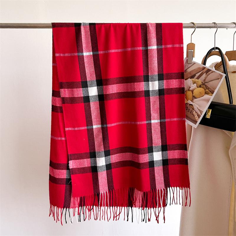 Women's Fashion Scottish Style Tartan Warm Scarf Plaid Soft Long Wrap Shawl Christmas Valentine's Day for Girlfrend Wife Mom