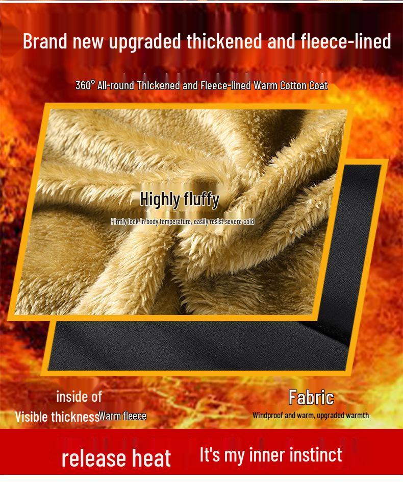 Men's European Size Cotton-Padded Jacket: Winter Mid-Length Dad's Coat with Velvet Lining, Plus-Size, Extra Warm