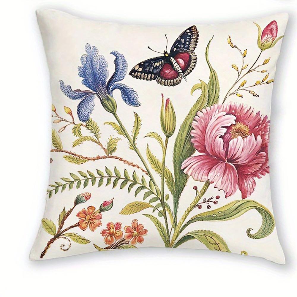 Наволочки с цветочным и животным принтом: Птицы, Бабочки и Цветущие Цветы Наволочка для дивана Декор для дома 16x16Inch