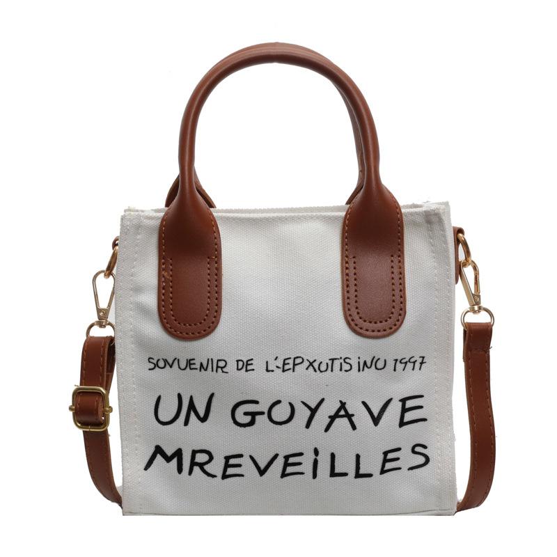 Canvas small bag 2025 new Korean student fashion messenger handbag letter printing shoulder small square bag