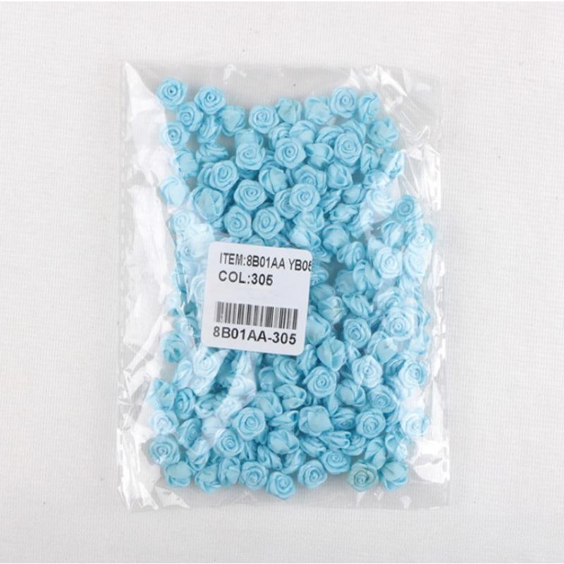 

50 шт. 1 см 1,5 см Мини Ручная работа Лента Роза Сделай сам Аксессуары для волос, Аксессуары, Декоративные цветы из ленты Sky blue * 1.5