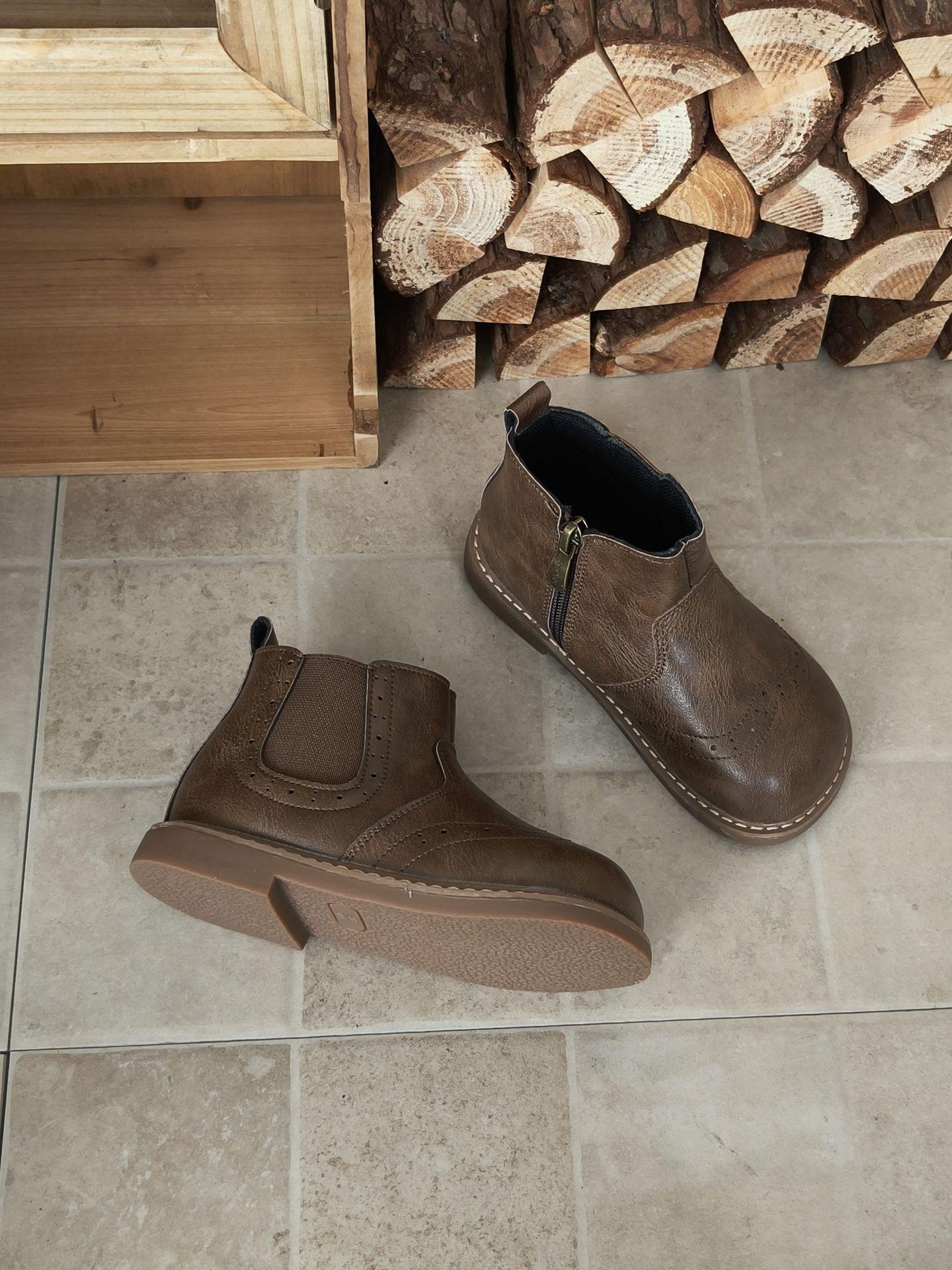 

XSHX Винтажные Брок | Осенне-зимние эластичные челси с боковой молнией для мальчиков и девочек, подошва из натуральной резины 25