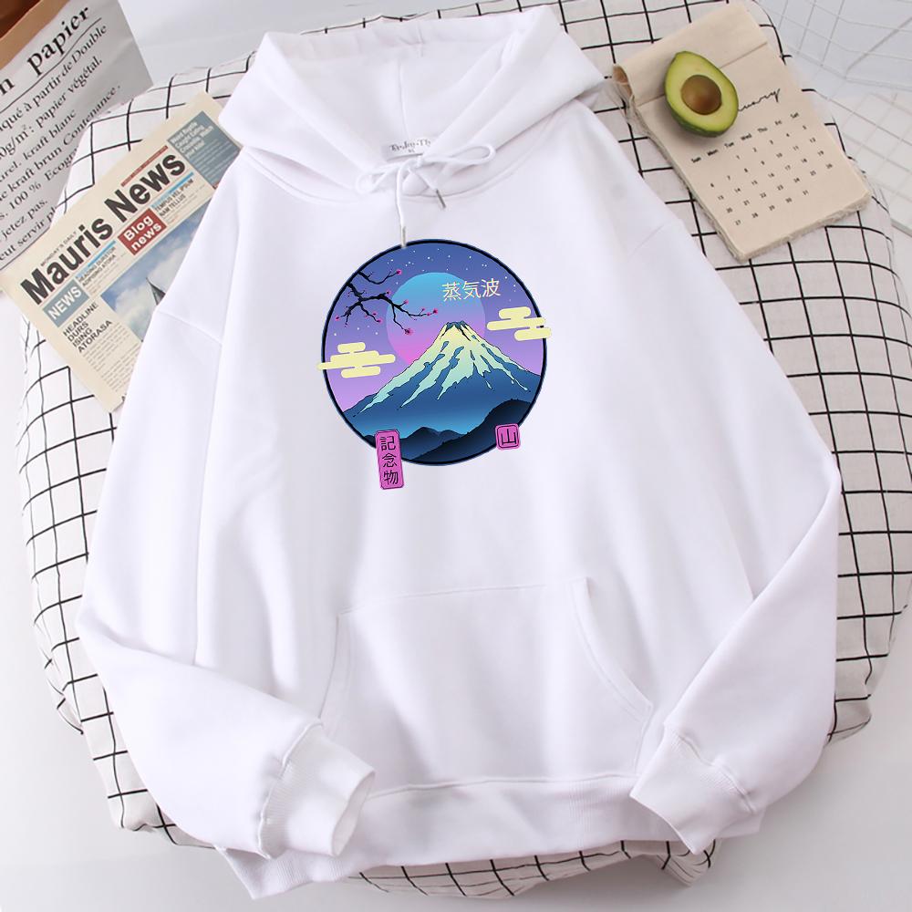 Vaporwave Mount Fuji Memorial Ukiyo E Print Men's Hooded Hip Hop S-Xxl Hoodies Autumn Fleece Hoodie Fashion Casual Tracksuit