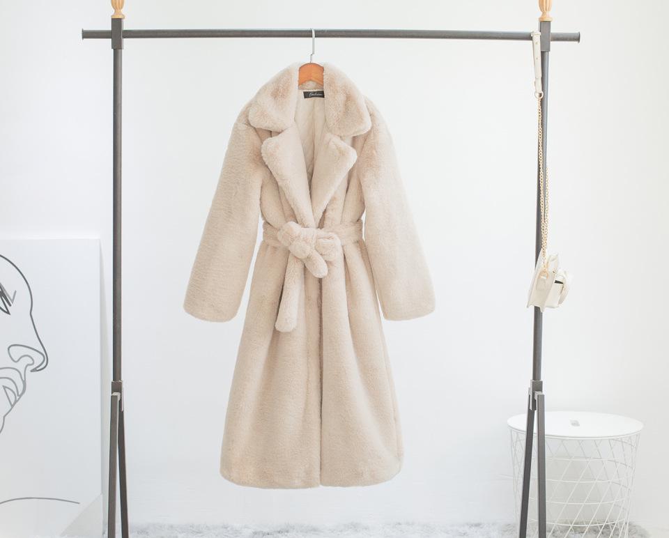 2024 Extra Long Plus Size Women's Faux Rabbit Fur Coat - Warm Winter Outerwear