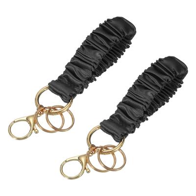 [uxcell] 2-Piece Keychain Wristlet, Elastic Lanyard Bracelet Scrunchie Keychain, Elastic Wristlet Car Keychain with Detachable Ring and Buckle, for