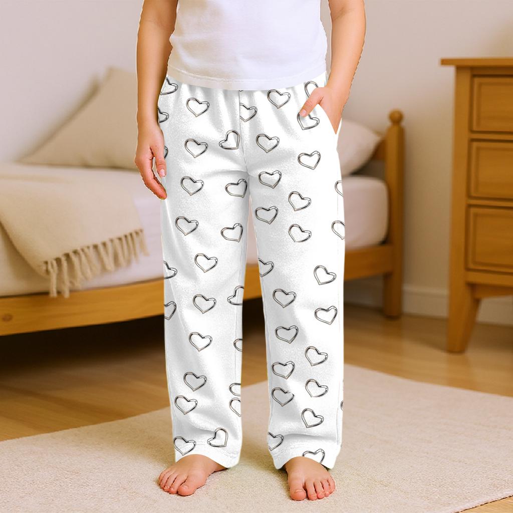 Fashionable Children's Versatile Retro Floral Print Pocket Casual Pants