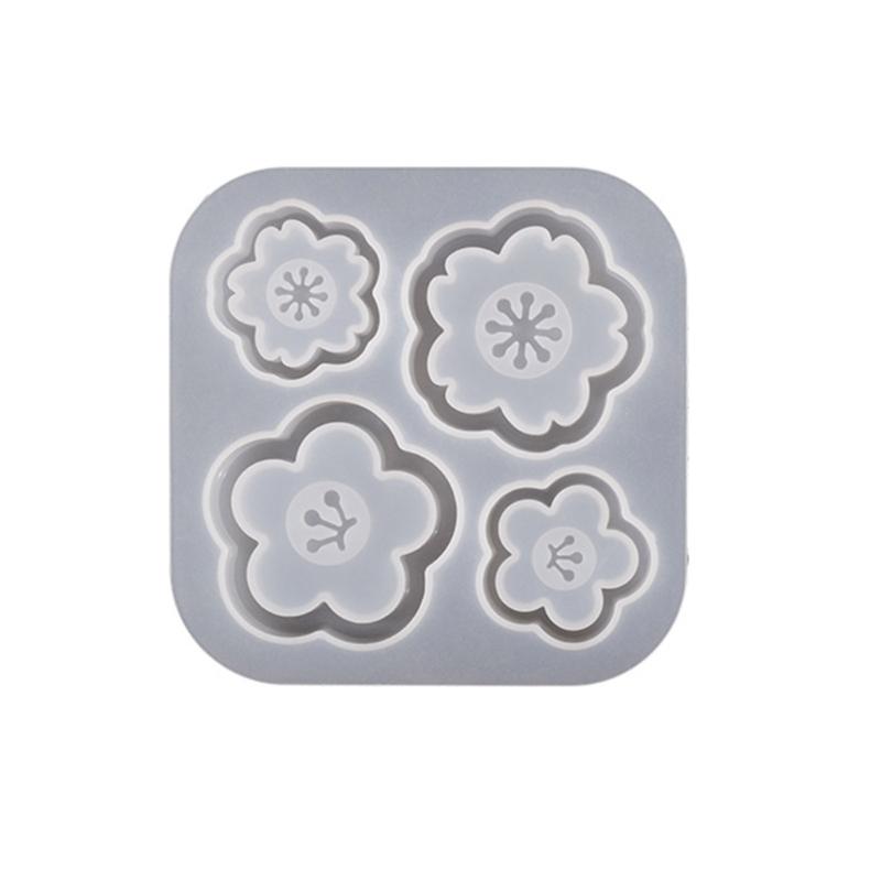 Geometrisches Blumenornament Harzguss Silikonform Schlüsselanhänger für Frauen Dekorianhänger Glitzer-Sand-Form für DIY-Bastelarbeiten