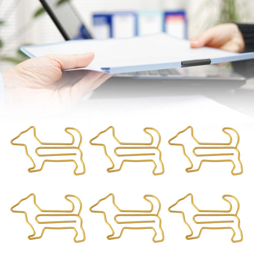 100Pcs Gold/Silver Dog Shape Paper Clips Dog Shape Portable Paper Clips Cute Paper Clips  Stationery