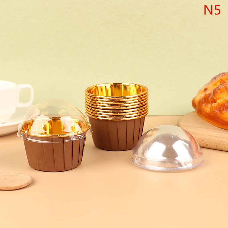 

10 шт./набір паперових стаканчиків для кексів з кришками, рулетом для мафінів