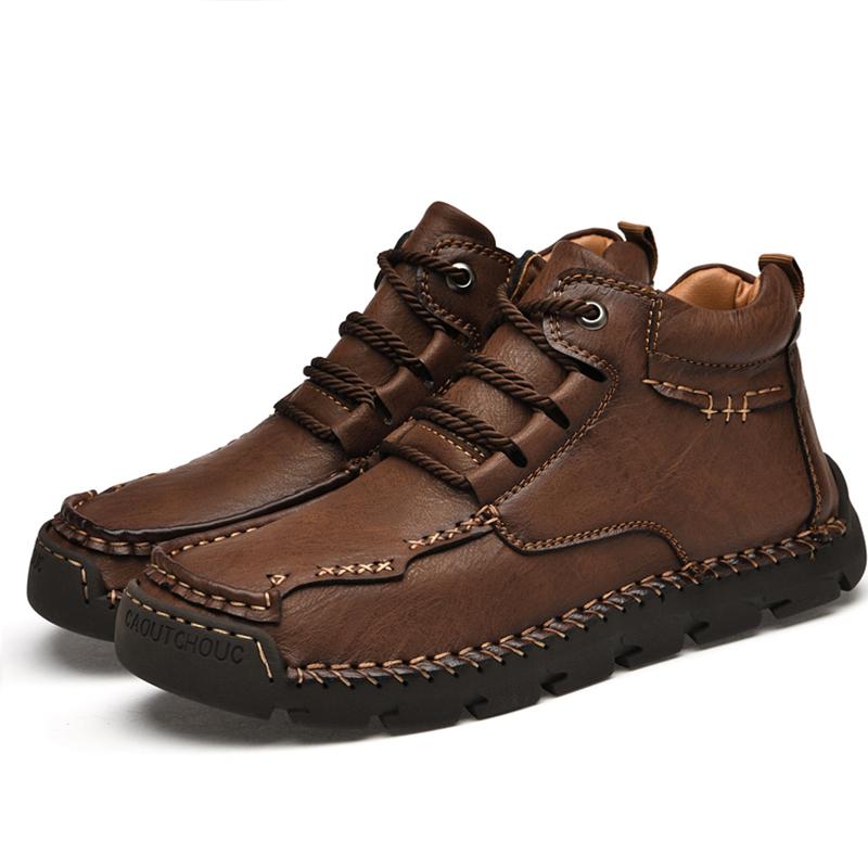 39-48 Men's Medium Top Casual Shoes Outdoor Leather Shoes Large Size Handmade Flat Shoes