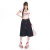 Fashion Denim Dark Blue High Waist Loose Wide Leg Cropped Capri Denim Pants For Women Trendy Versatile Slimming FigureFlattering Casual Capri Trousers