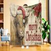 1pc of Festive Year of the Ox Flannel Blanket, High-definition Digital Print, All-season Use, Cooling Blanket, Skin-friendly Soft 100% Polyester, the 