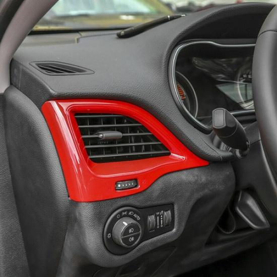 3x Red Dashboard Side/Rear Air Vent Outlet Cover Trim For Jeep Cherokee 19+ Red