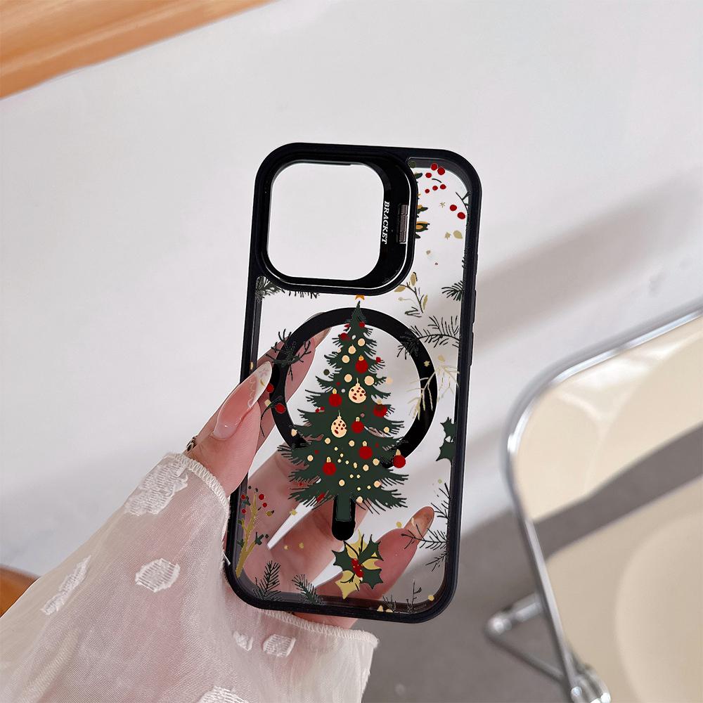 Weihnachtsbaum Acryl harte Schale Für iPhone 17pro 15 Pro Max 11 12 13pro Zeder Multifunktionaler Linsen-Telefonhalter Handyhülle