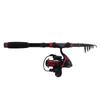Fishing Rod Set Black Red Carbon Telescopic Fishing Rod GA3000 Spinning Reel with Line Bait Hooks for Saltwater