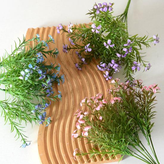 Artificial Flower 5 Stems Fake Wildflower Bouquet with Leaves for Wedding Centerpieces Floral