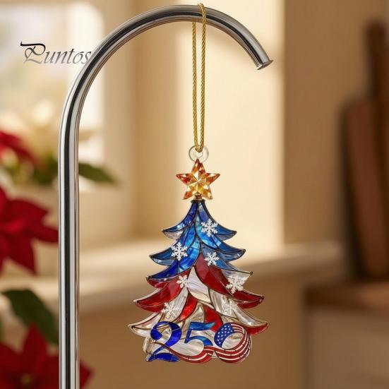 Lightweight Acrylic Car Rearview Mirror Decor 250 Anniversary USA Christmas Ornament, America Years Patriotic Tree Celebration Gift Decoration,
