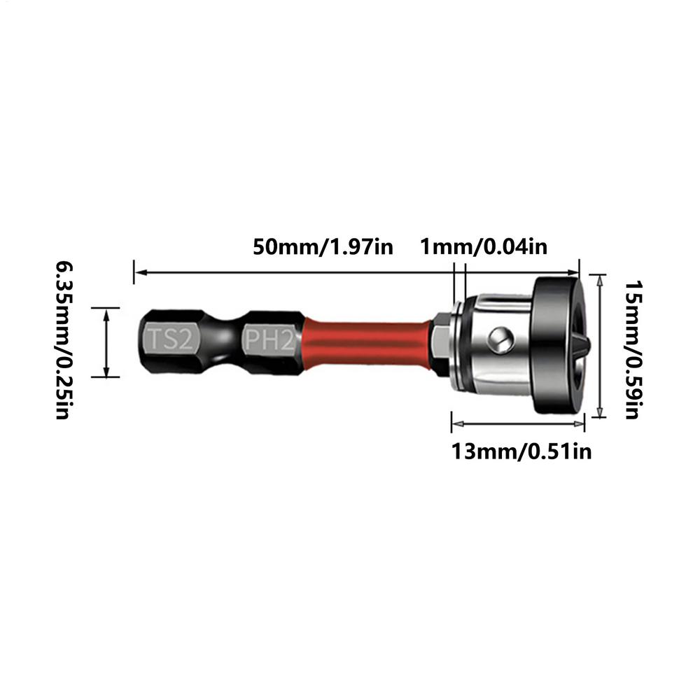 Magnetic Driver Attachment Screw Fastener Magnetic PH2 Hex Shank Plasterboard Screwdriver Bit PH2 Electric Drill Power Tool