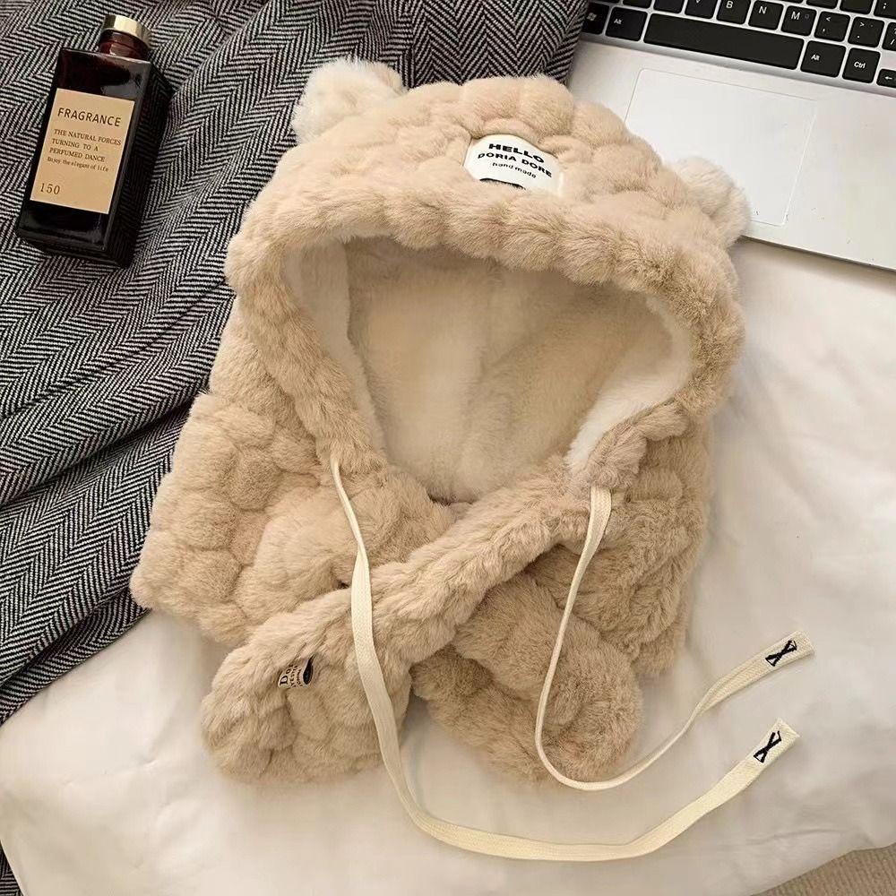 Thickened Ear Protection Cap Plush Balaclava Hat Fashion Bear Ears Beanies Hat Female/Girls