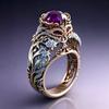 New European and American Retro-style Ring with Purple Gemstone Inlay, a Simple and Unique Design