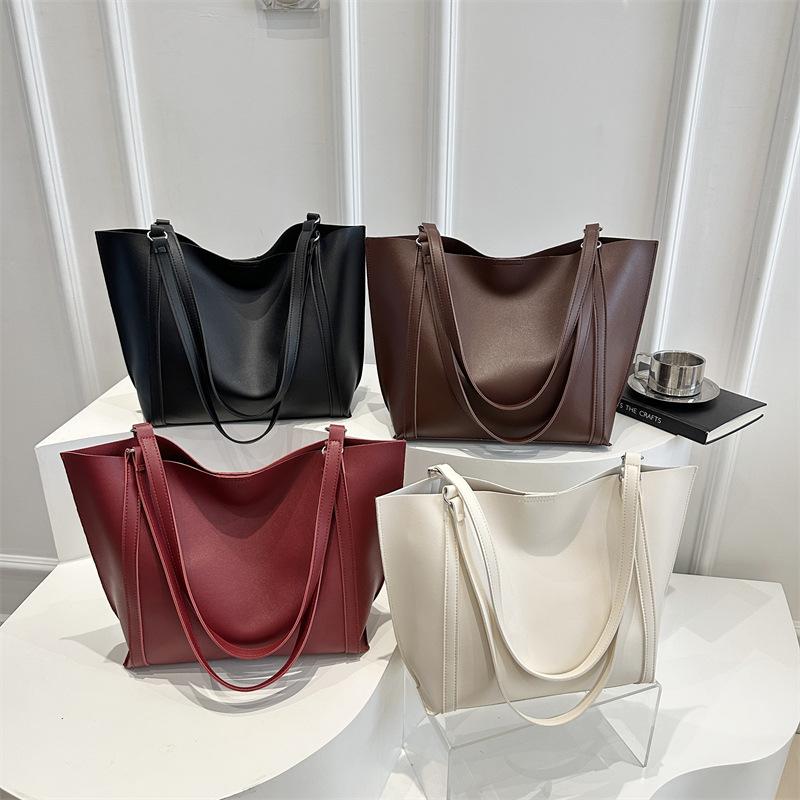 Große Kapazität Retro Lässig Sommer Schlicht Neu Einfarbig Mode Schön Unterarm Tote Schultertasche Frauen